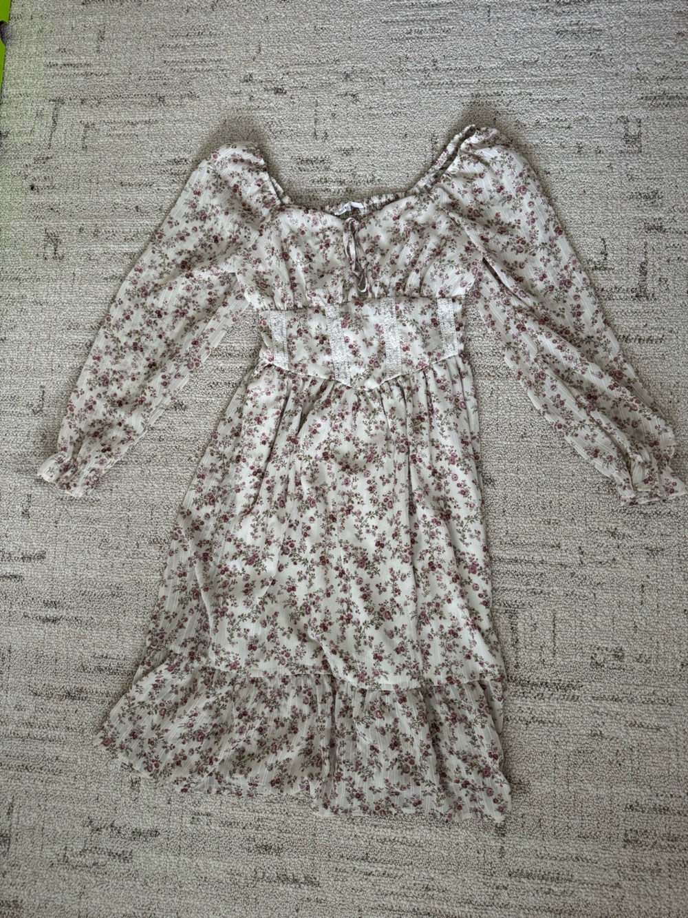 Celebrity Pink Cream Midi Dress with Mauve Floral Print